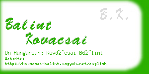 balint kovacsai business card